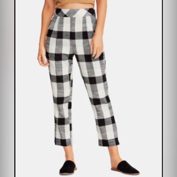 Free People Pants - Free People | Clear Skies | Black &
White | Checkered | Cropped Pants | Size M